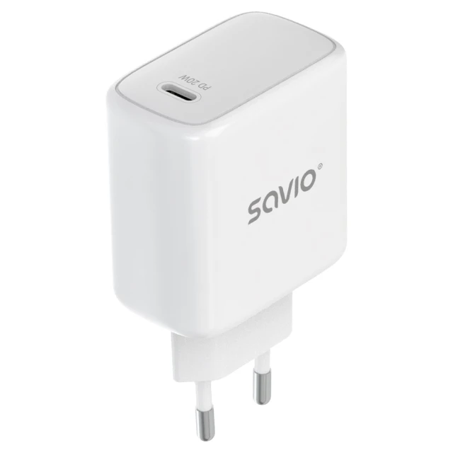 Сетевое зарядное устройство Savio LA-14 20 Вт PD 3.0 White (5907264110078)