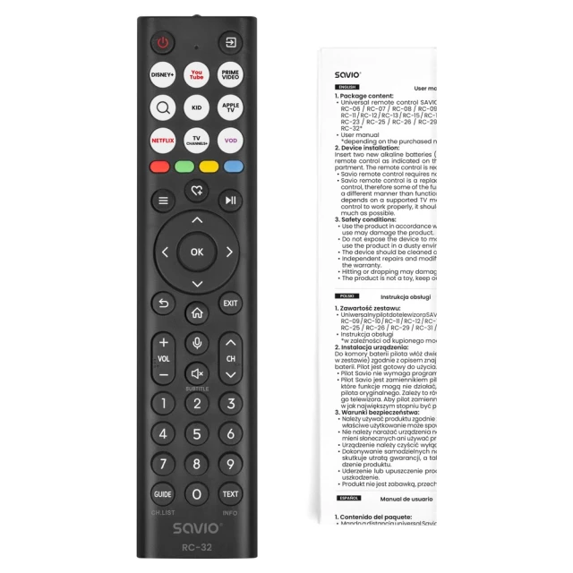 Пульт дистанційного керування Savio RC-32 для Hisense TV (5907264110320)