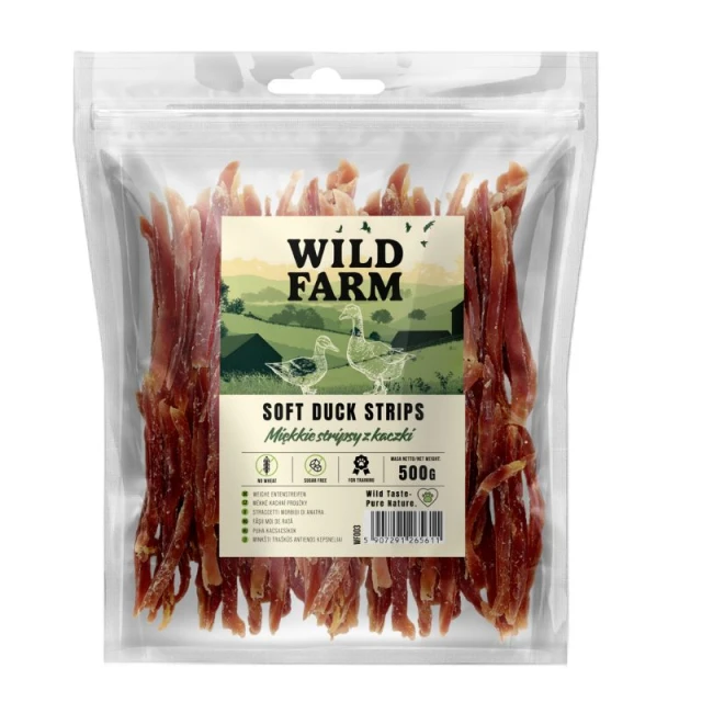 Ласощі для собак Wild Farm М'які стрипси з качкою 500 г (5907291265611)