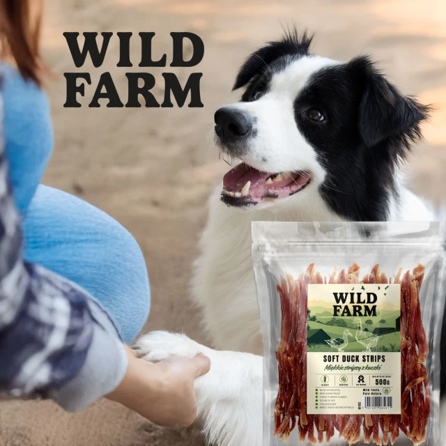 Ласощі для собак Wild Farm М'які стрипси з качкою 500 г (5907291265611)