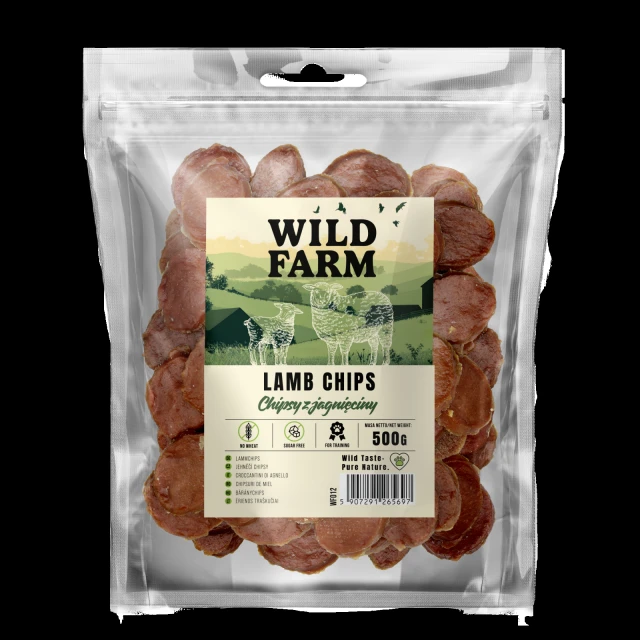 Лакомства для собак Wild Farm чипсы из ягнятины 500 г (5907291265697)