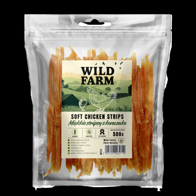 Ласощі для собак Wild Farm м'які смужки з куркою 500 г (5907291265710)