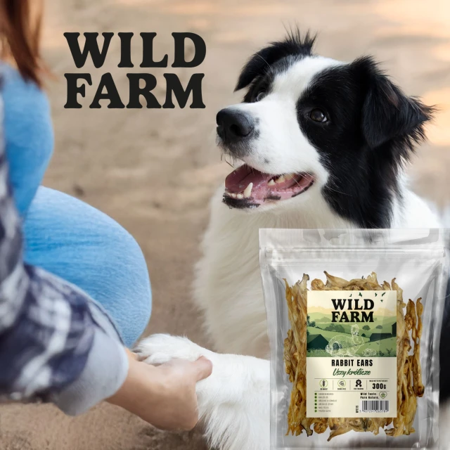 Ласощі для собак Wild Farm Вуха кролячі 300 г (5907291265789)