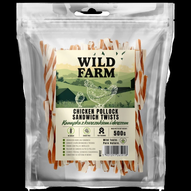 Ласощі для собак Wild Farm Сендвіч з куркою і тріскою 500 г (5907291265918)
