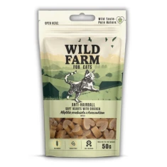 Ласощі для котів Wild Farm Anti-Hairball м'які серця з куркою 50 г (5907291269527)