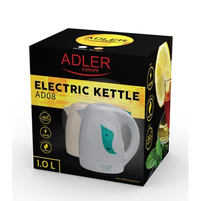 Електрочайник Adler AD08 850 Вт 1 л White (5907468860083)