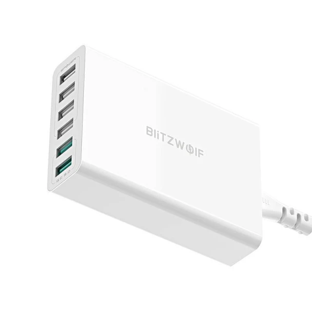 Мережева зарядка BlitzWolf BW-S15 60W 6xUSB-A White (BW-S15)