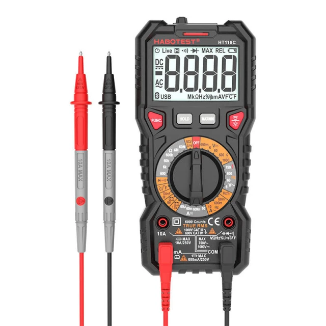 Мультиметр цифровий Habotest HT118C True RMS NCV ліхтарик (5907489606615)