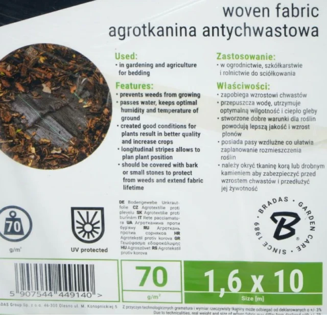 Агротканина Bradas UV 70 г/м² Black 3,2 x 10 м (5907544449195)