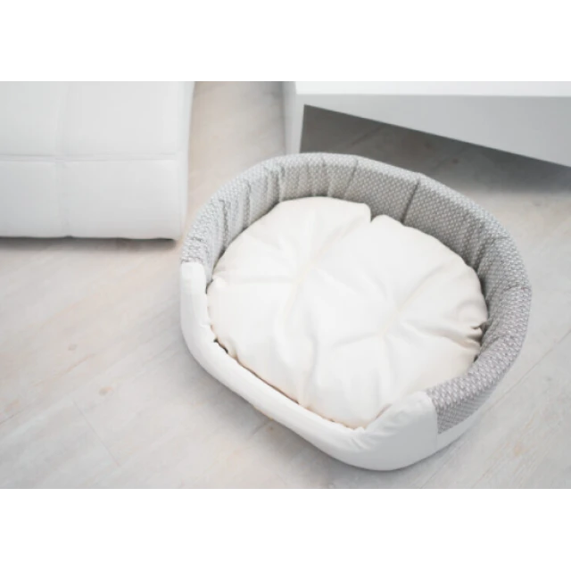 Лежак овальний для собак Amiplay Morgan White S (5907563238657)