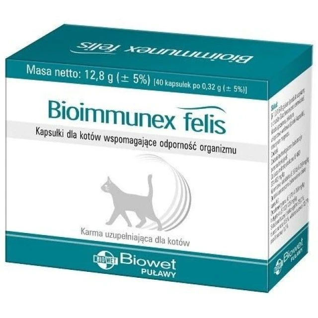 Кормова добавка для котів Biowet Bioimmunex Felis 40 капсул (5907563481220)