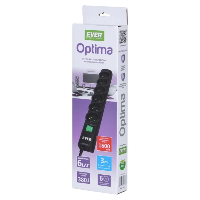 Подовжувач із захистом Ever Optima 3 м (5907683603540)
