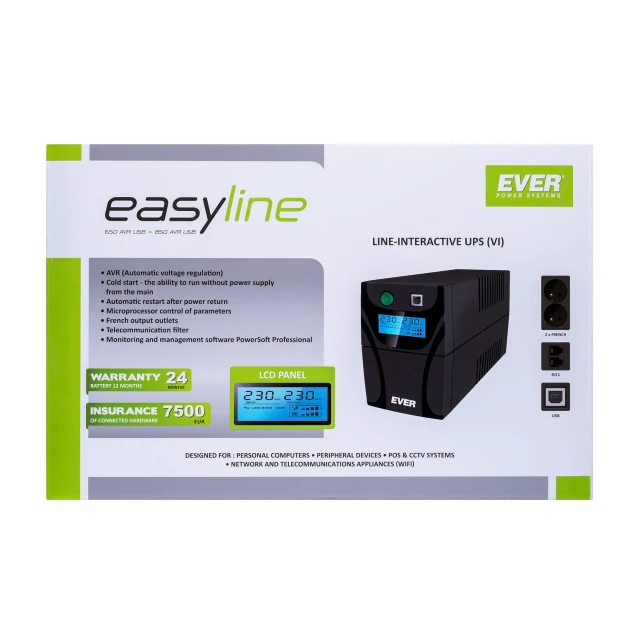 Источник бесперебойного питания Ever EASYLINE 650AVR USB (5907683603564)