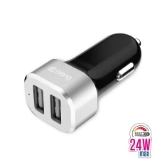 Автомобільний зарядний пристрій Crong Power Car Charger 24W 2xUSB 2.4A Silver (CRG-PWRC-USB24-ALU)