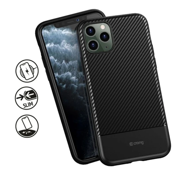 Чохол Crong Prestige Carbon для iPhone 11 Pro Max Black (CRG-CARB-IP11PM-BLK)
