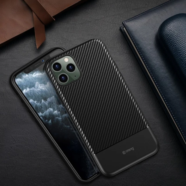 Чохол Crong Prestige Carbon для iPhone 11 Pro Max Black (CRG-CARB-IP11PM-BLK)