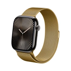 Ремешок Crong Milano Steel для Apple Watch Ultra 3/2/1 49 mm | Series 11/10 46 mm | Series 9/8/7/6/5/4/SE 45 mm | 44 mm Gold (CRG-44MST-GLD)