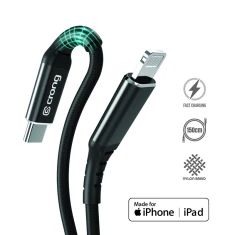 Кабель Crong Armor Link USB-C Lightning Fast Charging MFi 150cm Black (CRG-AL15USCL-BLK)