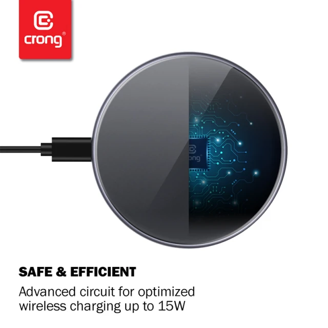 Бездротова зарядка Crong PowerSpot Fast Wireless Charger 15W Black (CRG-PS15W-BLK)