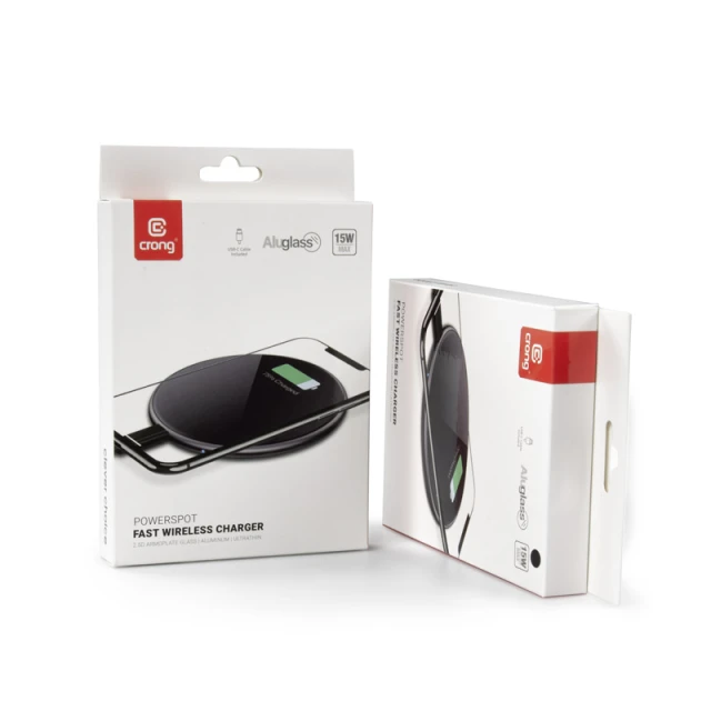 Бездротова зарядка Crong PowerSpot Fast Wireless Charger 15W Black (CRG-PS15W-BLK)