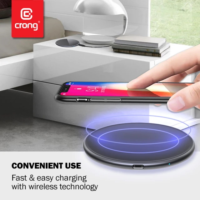Бездротова зарядка Crong PowerSpot Fast Wireless Charger 15W Black (CRG-PS15W-BLK)
