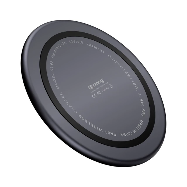 Бездротова зарядка Crong PowerSpot Fast Wireless Charger 15W Black (CRG-PS15W-BLK)