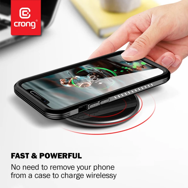 Бездротова зарядка Crong PowerSpot Fast Wireless Charger Qi 15W USB-C White (CRG-PS15W-WHI)