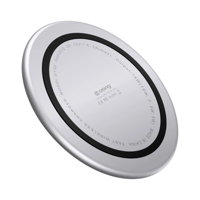 Бездротова зарядка Crong PowerSpot Fast Wireless Charger Qi 15W USB-C White (CRG-PS15W-WHI)