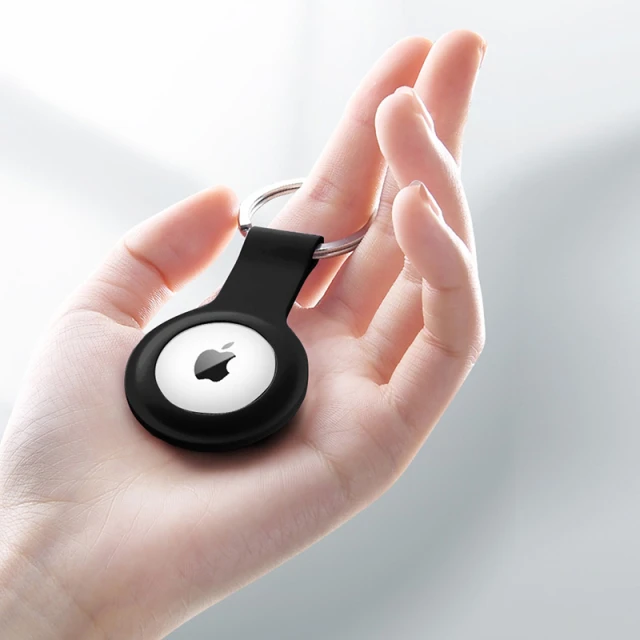 Чохол Crong Silicone Case with Key Ring для Apple AirTag 1 / 2 Black (CRG-ATS-BLK)
