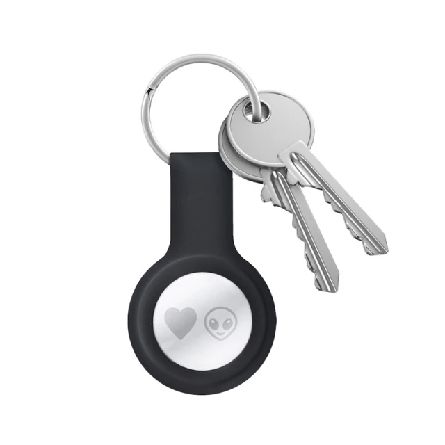 Чохол Crong Silicone Case with Key Ring для Apple AirTag 1 / 2 Black (CRG-ATS-BLK)