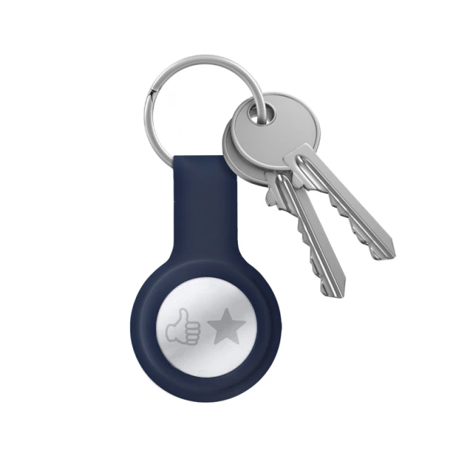 Чехол Crong Silicone Case with Key Ring для Apple AirTag 1 / 2 Navy (CRG-ATS-BLUE)
