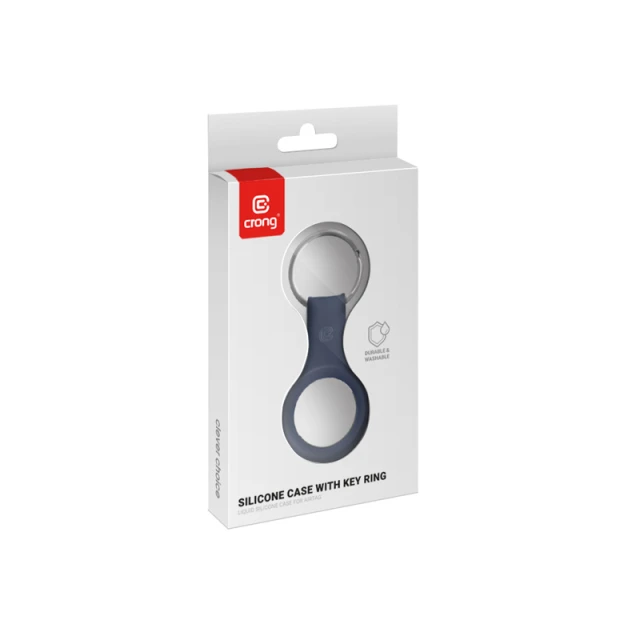 Чехол Crong Silicone Case with Key Ring для Apple AirTag 1 / 2 Navy (CRG-ATS-BLUE)