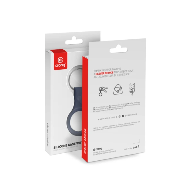 Чехол Crong Silicone Case with Key Ring для Apple AirTag 1 / 2 Navy (CRG-ATS-BLUE)