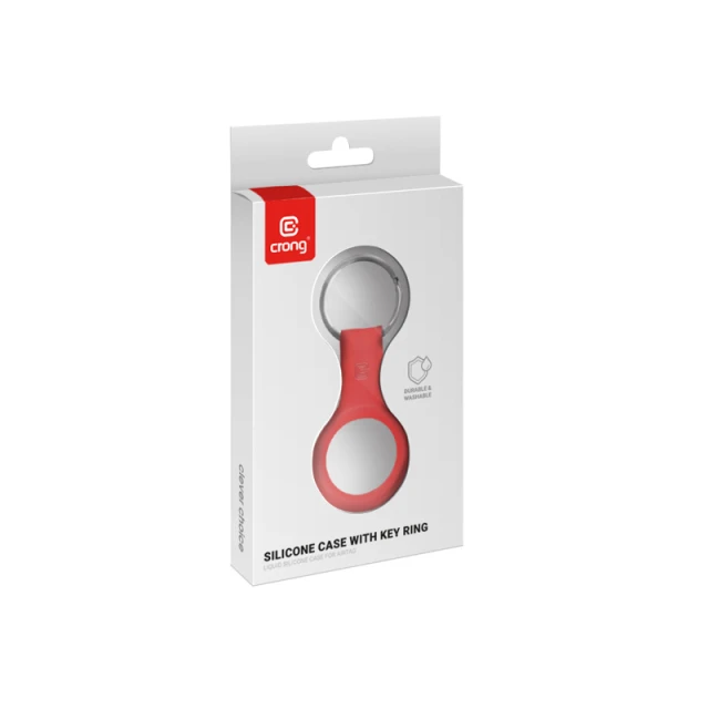 Чохол Crong Silicone Case with Key Ring для Apple AirTag 1/2 Red (CRG-ATS-RED)