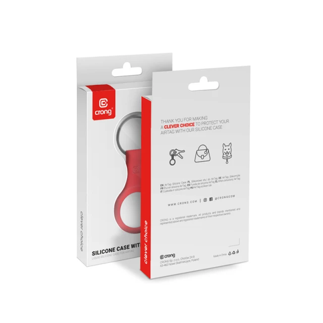 Чохол Crong Silicone Case with Key Ring для Apple AirTag 1/2 Red (CRG-ATS-RED)