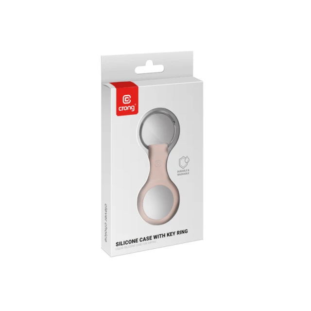 Чохол Crong Silicone Case with Key Ring для Apple AirTag 1 / 2 Pink (CRG-ATS-PNK)