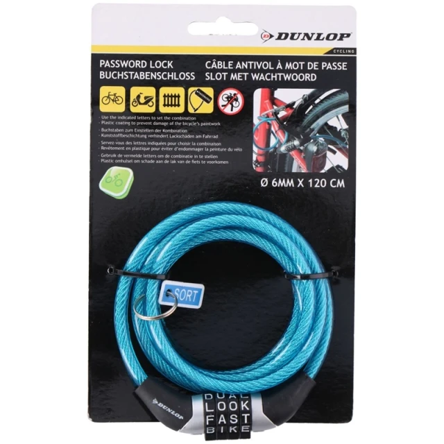 Замок велосипеда Dunlop зі шифром Blue (5907731988186)