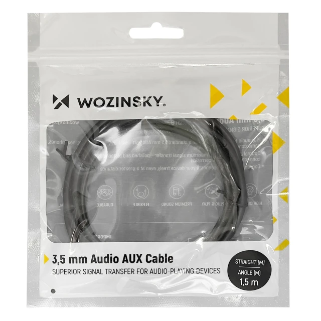 Кабель Wozinsky AUX Angled (Male to Male) Mini Jack 3.5 mm 3 m Black (WACSAB-3M)