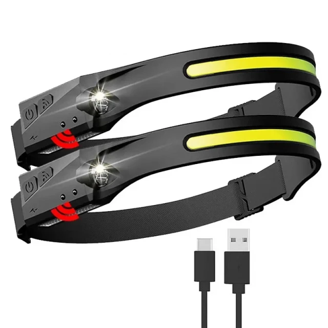 Світлодіодний налобний ліхтар Hurtel з датчиком руху IPX4 USB-C 1200 mAh Black (WLCHL03)