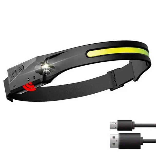 Світлодіодний налобний ліхтар Hurtel з датчиком руху IPX4 USB-C 1200 mAh Black (WLCHL03)