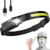 Світлодіодний налобний ліхтар Hurtel з датчиком руху IPX4 USB-C 1200 mAh Black (WLCHL03)