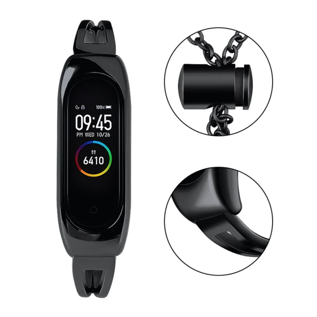 Ремінець Hurtel Metal Chain для Xiaomi Mi Band 6/5/4/3 Black (5907769312038)