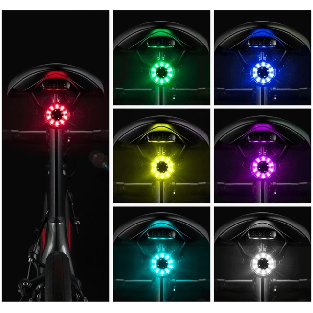 Велосипедний ліхтар задній Rockbros Q1 7 кольорів LED + кабель USB-C - USB-A Black (Q1)