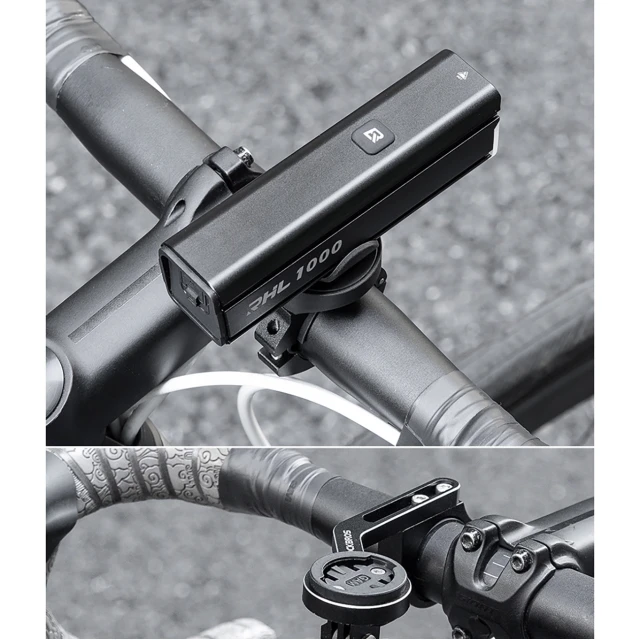 Ліхтарик велосипедний передній Rockbros 24610002001 1000 lm + кабель USB-C - USB-A чорний (24610002001)