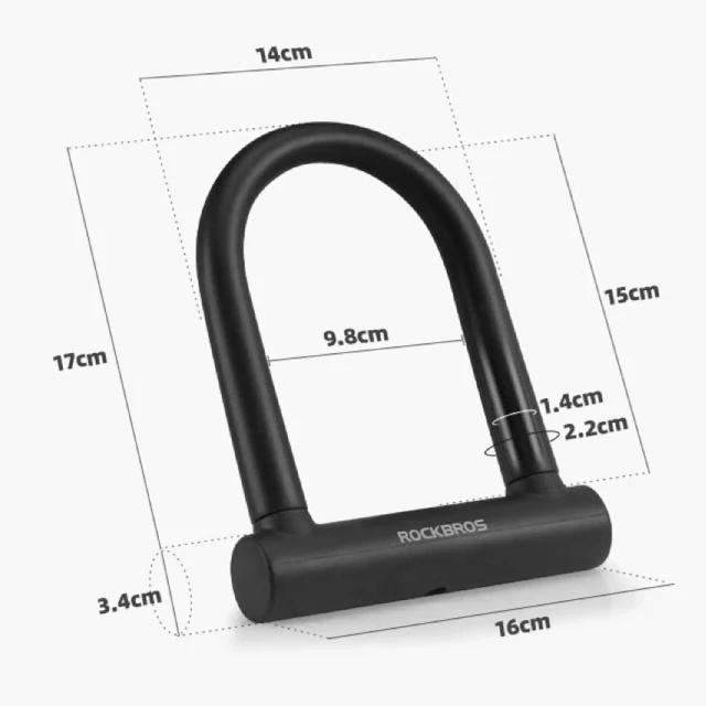 Замок велосипедний Rockbros RKS610-BK U-lock - чорний (RKS610-BK)