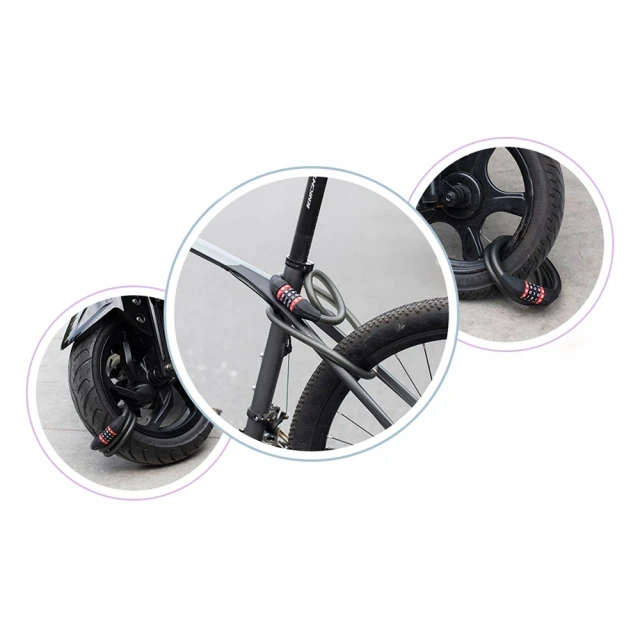 Замок велосипедний Rockbros RKS507-1 кодовий 1.8m Black (RKS507-1BK)