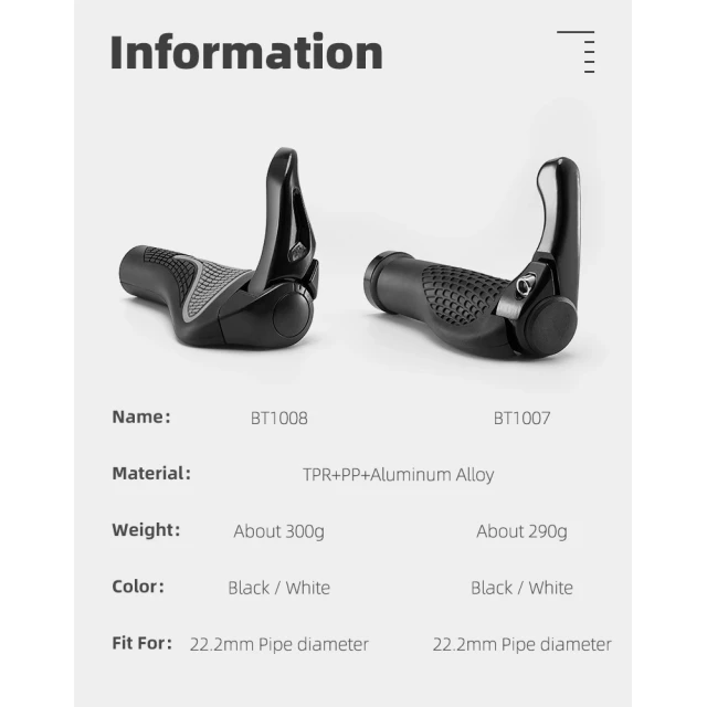 Комплект велосипедных рогов Rockbros BT1007B Black (BT1007B)