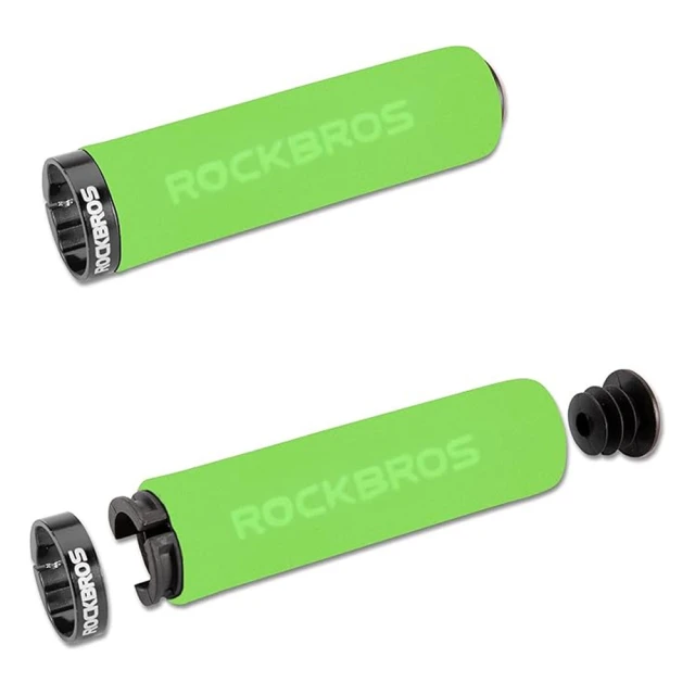 Велосипедні ручки Rockbros з губки на кермо зелено-чорні (BT1001GNBK)