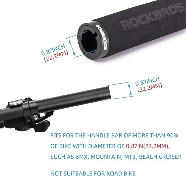 Ручки велосипедні Rockbros BT1001BKBK з губки на кермо чорні (BT1001BKBK)