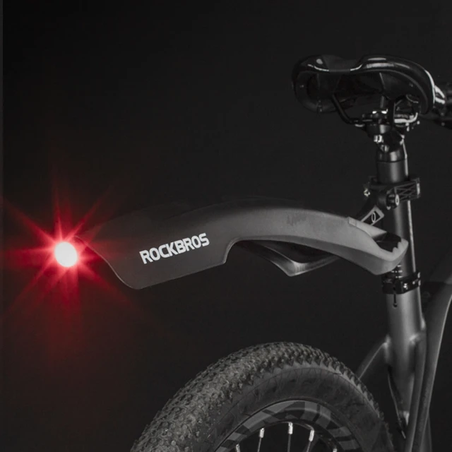 Бруднозахисник Rockbros DNB8001BK з червоним LED-підсвічуванням чорний (DNB8001)